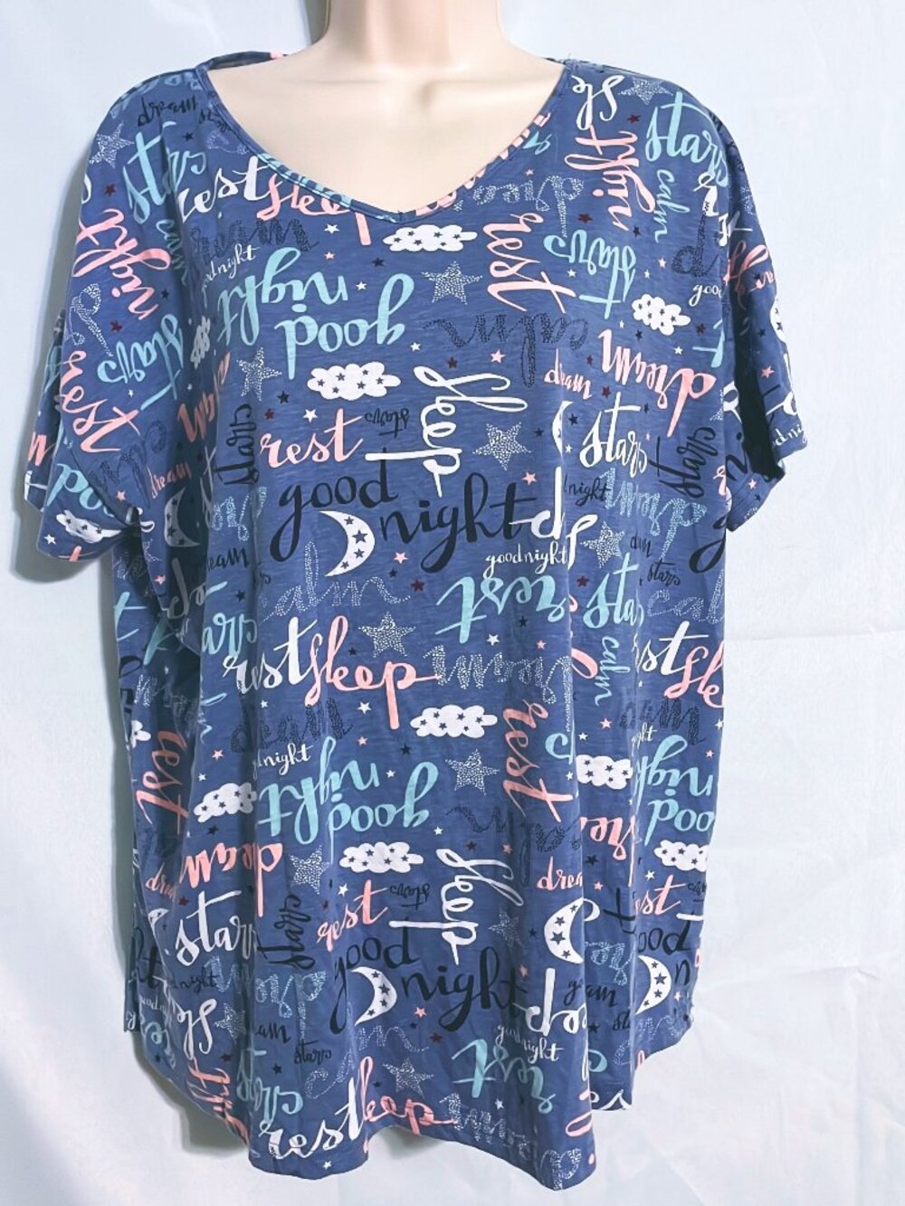 Enjoynight Cute Blue Sleep Shirt Size 2XL